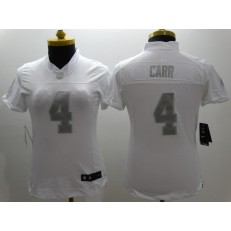 Women Nike Oakland Raiders #4 Derek Carr White Stitched NFL Limited Platinum Jersey
