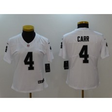 Women Nike Oakland Raiders #4 Derek Carr White Vapor Untouchable NFL Limited Jersey