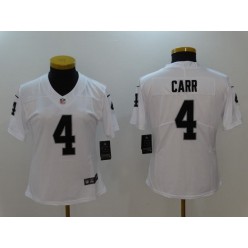 Women Nike Oakland Raiders #4 Derek Carr White Vapor Untouchable NFL Limited Jersey