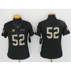 Women Nike Oakland Raiders #52 Khalil Mack Anthracite 2016 Salute to Service NFL Jersey