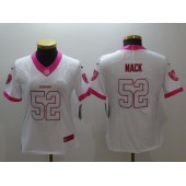 Women Nike Oakland Raiders #52 Khalil Mack White Pink NFL Jersey
