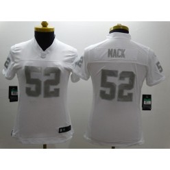 Women Nike Oakland Raiders #52 Khalil Mack White Stitched NFL Limited Platinum Jersey