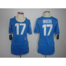 Women Nike San Diego Chargers #17 Philip Rivers Breast Cancer Awareness Light Blue NFL Jersey
