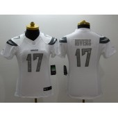 Women Nike San Diego Chargers #17 Philip Rivers White Stitched NFL Limited Platinum Jersey