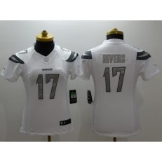 Women Nike San Diego Chargers #17 Philip Rivers White Stitched NFL Limited Platinum Jersey