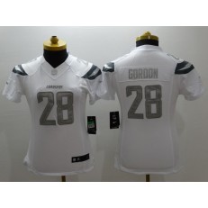 Women Nike San Diego Chargers #28 Melvin Gordon White Stitched NFL Limited Platinum Jersey