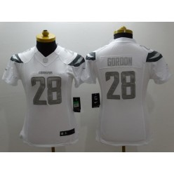 Women Nike San Diego Chargers #28 Melvin Gordon White Stitched NFL Limited Platinum Jersey