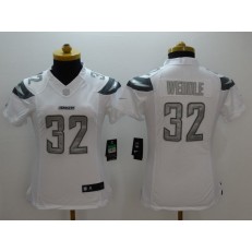 Women Nike San Diego Chargers #32 Eric Weddle White Stitched NFL Limited Platinum Jersey