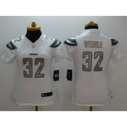 Women Nike San Diego Chargers #32 Eric Weddle White Stitched NFL Limited Platinum Jersey