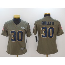 Women Nike St. Louis Rams #30 Todd Gurley II Olive 2017 Salute To Service Limited NFL Jersey
