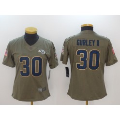 Women Nike St. Louis Rams #30 Todd Gurley II Olive 2017 Salute To Service Limited NFL Jersey