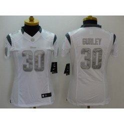 Women Nike St. Louis Rams #30 Todd Gurley White Platinum NFL Limited Jersey