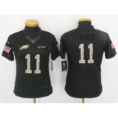 Women Nike Philadelphia Eagles #11 Carson Wentz Anthracite 2016 Salute to Service NFL Jersey