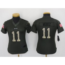 Women Nike Philadelphia Eagles #11 Carson Wentz Anthracite Salute to Service NFL Jersey