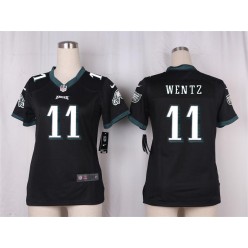 Women Nike Philadelphia Eagles #11 Carson Wentz Game Black Alternate NFL Jersey