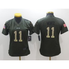Women Nike Philadelphia Eagles #11 Carson Wentz Green Salute To Service NFL Jersey