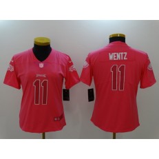 Women Nike Philadelphia Eagles #11 Carson Wentz Pink Stitched NFL Limited Jersey