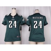 Women Nike Philadelphia Eagles #24 Ryan Mathews Game Midnight Green Team Color NFL Jersey