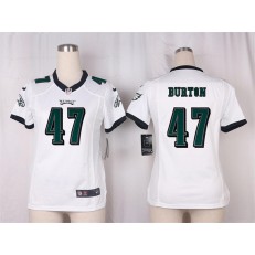 Women Nike Philadelphia Eagles #47 Trey Burton Game White NFL Jersey