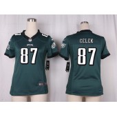 Women Nike Philadelphia Eagles #87 Brent Celek Game Midnight Green Team Color NFL Jersey