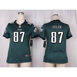 Women Nike Philadelphia Eagles #87 Brent Celek Game Midnight Green Team Color NFL Jersey