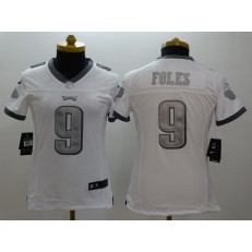 Women Nike Philadelphia Eagles #9 Nick Foles White Platinum NFL Limited Jersey