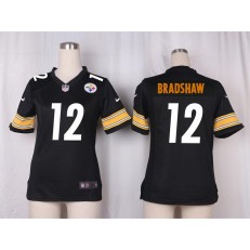 Women Nike Pittsburgh Steelers #12 Terry Bradshaw Game Black Team Color NFL Jersey