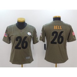 Women Nike Pittsburgh Steelers #26 Le'Veon Bell Olive 2017 Salute To Service Limited NFL Jersey