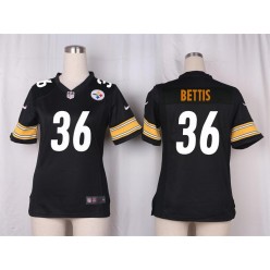 Women Nike Pittsburgh Steelers #36 Jerome Bettis Game Black Team Color NFL Jersey