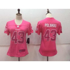 Women Nike Pittsburgh Steelers #43 Troy Polamalu Pink Stitched NFL Limited Rush Fashion Jersey