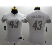 Women Nike Pittsburgh Steelers #43 Troy Polamalu White Stitched NFL Limited Platinum Jersey