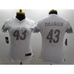 Women Nike Pittsburgh Steelers #43 Troy Polamalu White Stitched NFL Limited Platinum Jersey