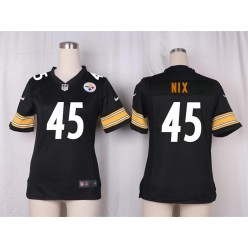 Women Nike Pittsburgh Steelers #45 Roosevelt Nix Game Black Team Color NFL Jersey
