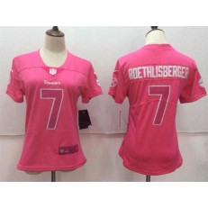 Women Nike Pittsburgh Steelers #7 Ben Roethlisberger Pink Stitched NFL Limited Rush Fashion Jersey