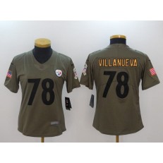 Women Nike Pittsburgh Steelers #78 Alejandro Villanueva Olive 2017 Salute To Service Limited NFL Jersey