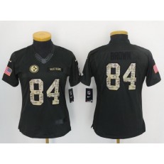 Women Nike Pittsburgh Steelers #84 Antonio Brown Anthracite Salute to Service Limited NFL Jersey