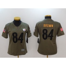 Women Nike Pittsburgh Steelers #84 Antonio Brown Olive 2017 Salute To Service Limited NFL Jersey