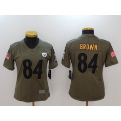 Women Nike Pittsburgh Steelers #84 Antonio Brown Olive 2017 Salute To Service Limited NFL Jersey