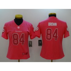 Women Nike Pittsburgh Steelers #84 Antonio Brown Pink Stitched NFL Limited Jersey