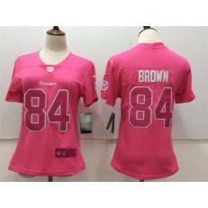 Women Nike Pittsburgh Steelers #84 Antonio Brown Pink Stitched NFL Limited Rush Fashion Jersey