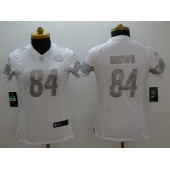 Women Nike Pittsburgh Steelers #84 Antonio Brown White Stitched NFL Limited Platinum Jersey