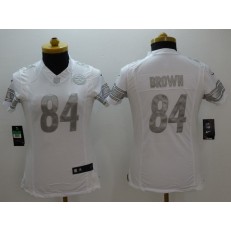 Women Nike Pittsburgh Steelers #84 Antonio Brown White Stitched NFL Limited Platinum Jersey