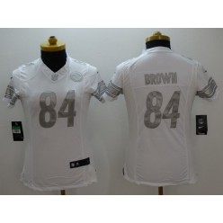 Women Nike Pittsburgh Steelers #84 Antonio Brown White Stitched NFL Limited Platinum Jersey