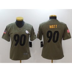Women Nike Pittsburgh Steelers #90 T.J. Watt Olive 2017 Salute To Service Limited NFL Jersey
