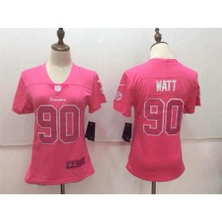 Women Nike Pittsburgh Steelers #90 T.J. Watt Pink Stitched NFL Limited Rush Fashion Jersey