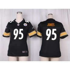 Women Nike Pittsburgh Steelers #95 Jarvis Jones Game Black Team Color NFL Jersey