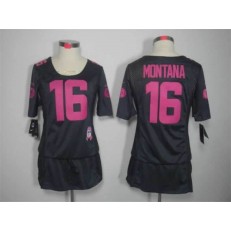 Women Nike San Francisco 49ers #16 Joe Montana Breast Cancer Awareness Gray Jersey