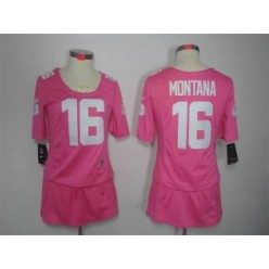 Women Nike San Francisco 49ers #16 Joe Montana Breast Cancer Awareness Pink Jersey