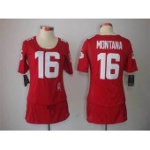 Women Nike San Francisco 49ers #16 Joe Montana Breast Cancer Awareness Red Jersey