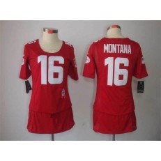 Women Nike San Francisco 49ers #16 Joe Montana Breast Cancer Awareness Red Jersey
